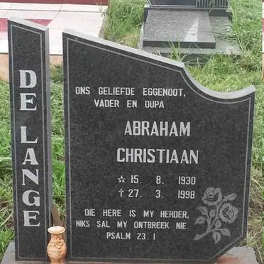 LANGE Abraham Christiaan, de 1930-1998