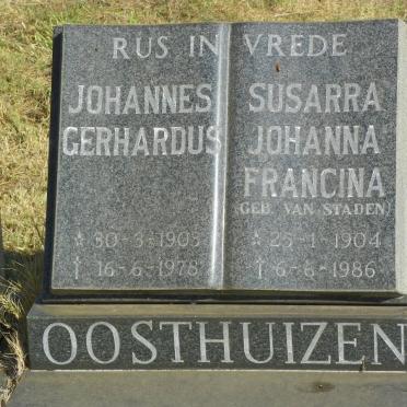 OOSTHUIZEN Johannes Gerhardus 1903-1978 &amp; Susarra Johanna Francina VAN STADEN 1904-1986