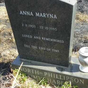 PHILLIPSON Anna Maryna, NORTH nee MYNHARDT 1903-1985