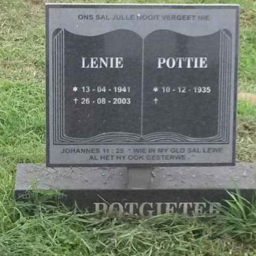 POTGIETER Pottie 1935- &amp; Lenie 1941-2003