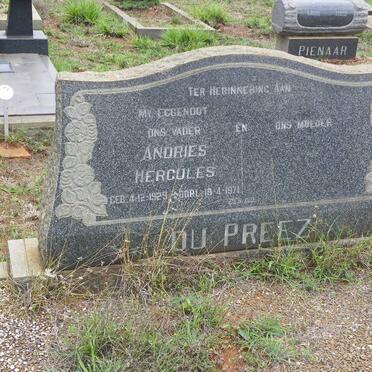 PREEZ Andries Hercules, du 1929-1971