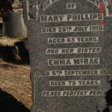PHILLIPS Mary  -1916 :: MCRAE Emma -1926