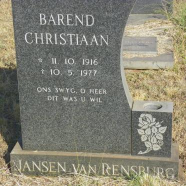 RENSBURG Barend Christiaan, Jansen van 1916-1977