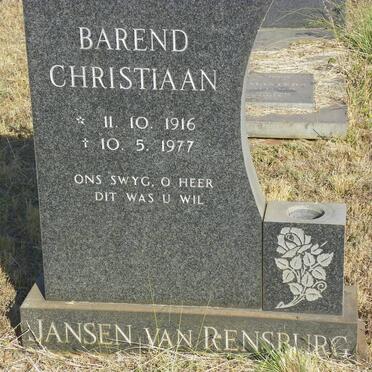 RENSBURG Barend Christiaan, Jansen van 1916-1977