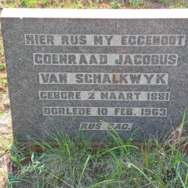 SCHALKWYK Coenraad Jacobus, van 1881-1963