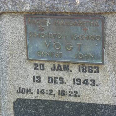 VOGT Ernest John 1883-1943 &amp; Rachel Margaretha 1890-1950