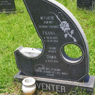 VENTER Frans 1942-1994 &amp; Dawn 1945-