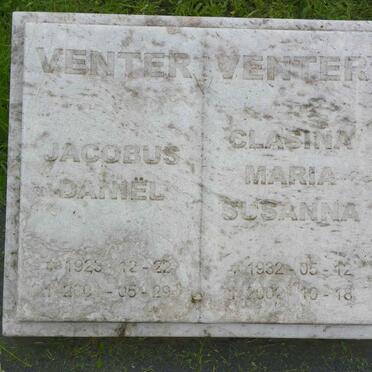 VENTER Jacobus Daniel 1923-2001 &amp; Clasina Maria Susanna 1932-2002