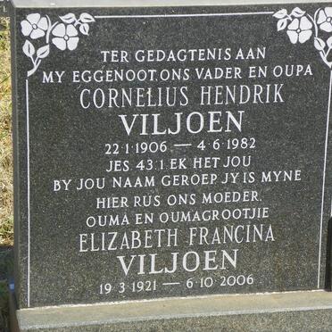 VILJOEN Cornelius Hendrik 1906-1982 &amp; Elizabeth Francina 1921-2006