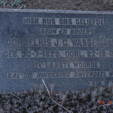 WASSERMAN Cornelius J.C. 1920-1940