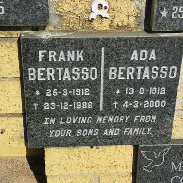 BERTASSO Frank 1912-1988 &amp; Ada 1912-2000