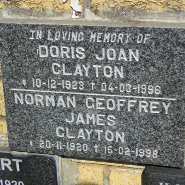 CLAYTON Norman Geoffrey James 1920-1998 &amp; Doris Joan 1923-1996