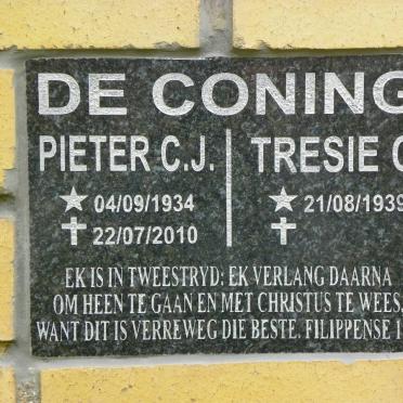 CONING Pieter C.J., de 1934-2010 &amp; Tresie C. 1939-