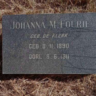 FOURIE Johanna M nee DE KLERK 1890-1911