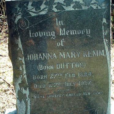 KEMM Johanna Mary nee DUTTON 1884-1937