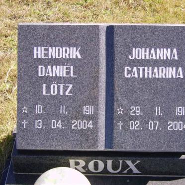 ROUX Hendrik Daniel Lotz 1911-2004 & Johanna Catharina 1919-2004