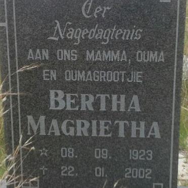 SWART Bertha Margrietha 1923-2002