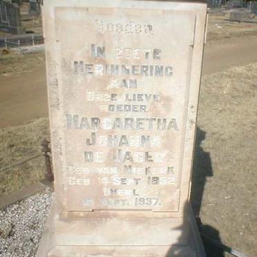 JAGER Margaretha Johanna, de nee VAN NIEKERK 1852-1937