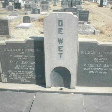 WET Gert Jacobus 1892-1968 &amp; Isabella Maria POTGIETER 1894-1981