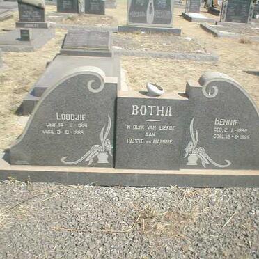 BOTHA Loodjie 1891-1965 &amp; Bennie 1898-1965