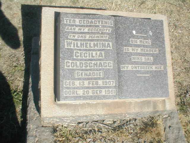 GOLDSCHAGG Wilhelmina Cecilia nee BENADIE 1907-1951