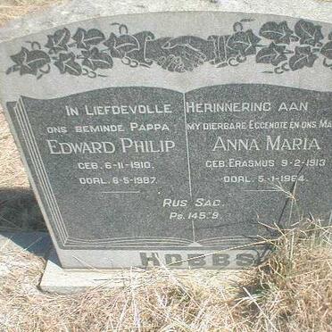 HOBBS Edward Philip 1910-1987 &amp; Anna Maria ERASMUS 1913-1984