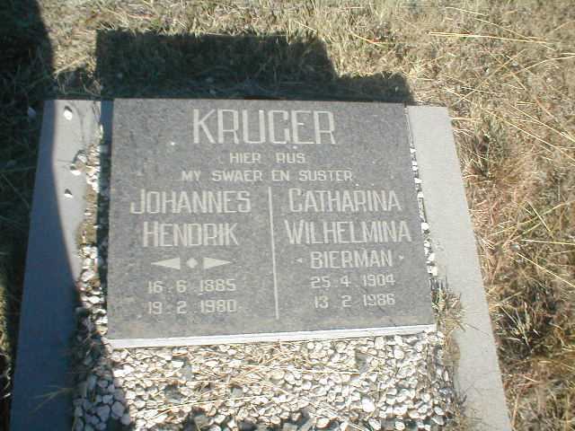 KRUGER Johannes Henrik 1885-1980 &amp; Catharina Wilhelmina BIERMAN 1904-1986