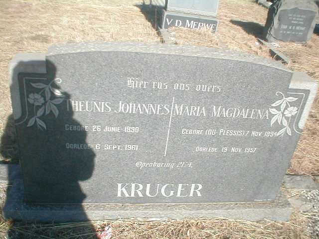 KRUGER Theunis Johannes 1890-1961 &amp; Maria Magdalena DU PLESSIS 1894-1957