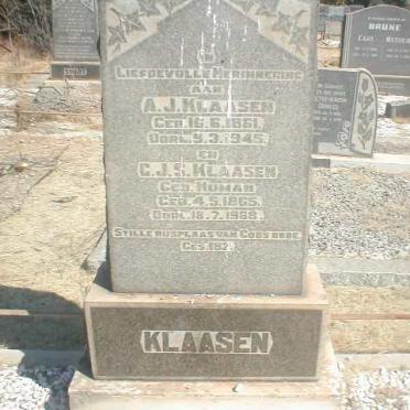 KLAASEN A J 1861-1945 &amp; C J S HUMAN 1865-1968