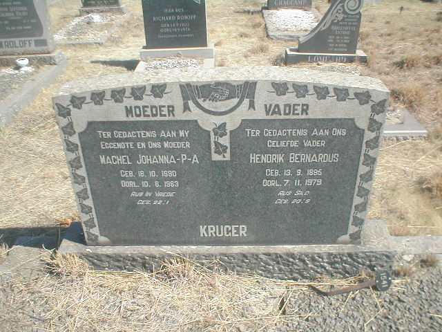 KRUGER Hendrik Bernardus 1895-1979 &amp; Machel Johanna –P-A 1890-1963