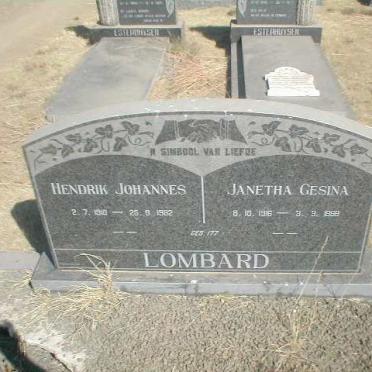 LOMBARD Hendrick Johannes 1910-1982 &amp; Janetha Gesina 1916-1998