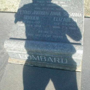 LOMBARD Petrus Jacobus Norden 1913-1954 &amp; Anna Susanna Elizabeth 1920-1986