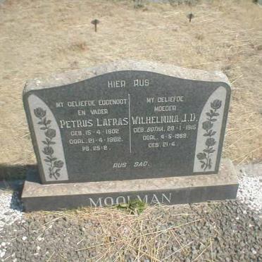 MOOLMAN Petrus Lafras 1902-1962 &amp; Wilhelmina J.D. BOTHA 1915-1969