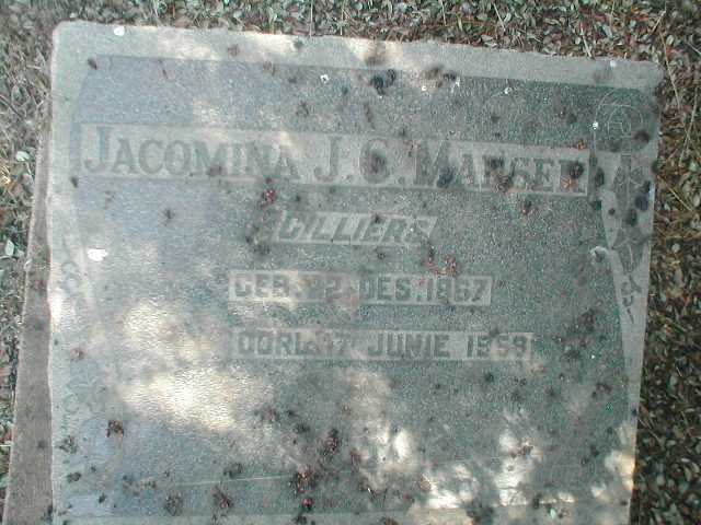 MANSER Jacomina J.C. nee CILLIERS 1867-1958