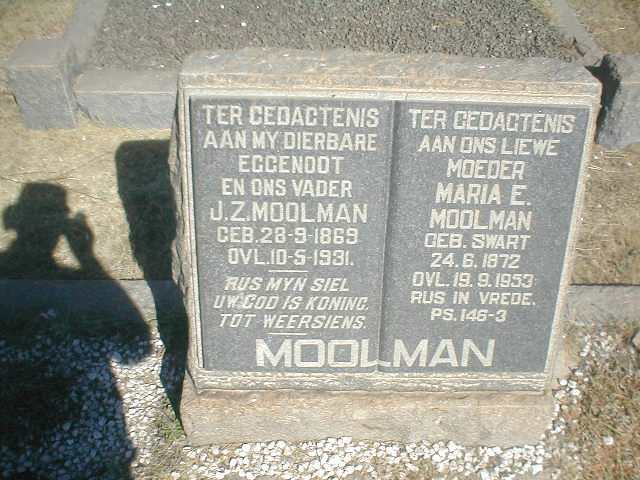 MOOLMAN J.Z. 1869-1931 &amp; Maria E. SWART 1872-1952