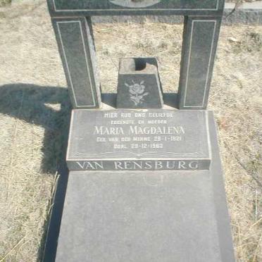 RENSBURG Maria Magdalena, van geb. VAN DER MERWE 1921-1963