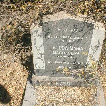 SWART Jacoba Maria Magdalena nee DU TOIT 1908-1971