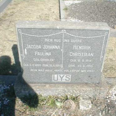 UYS Hendrik Christiaan 1891-1955 &amp; Jacoba Johanna Paulina GROBLER 1894-1962
