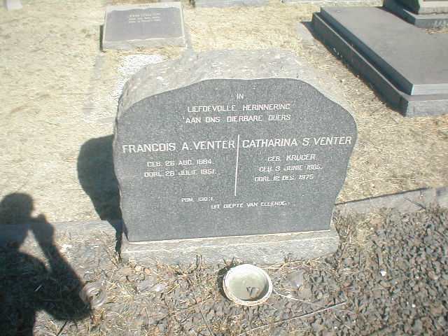 VENTER Francois A. 1884-1951 &amp; Catharina S. KRUGER 1885-1975