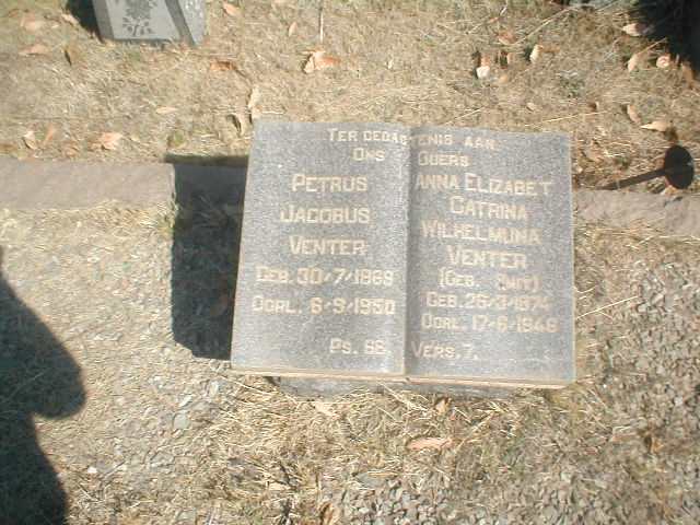VENTER Petrus Jacobus 1869-1950 &amp; Anna Elizabeth Catrina Wilhelmina SMIT 1874-1948