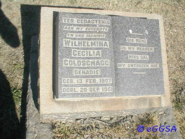 GOLDSCHAGG Wilhelmina Cecilia nee BENADIE 1907-1951