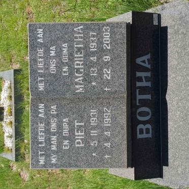 BOTHA Piet 1931-1992 &amp; Magrietha 1937-2003