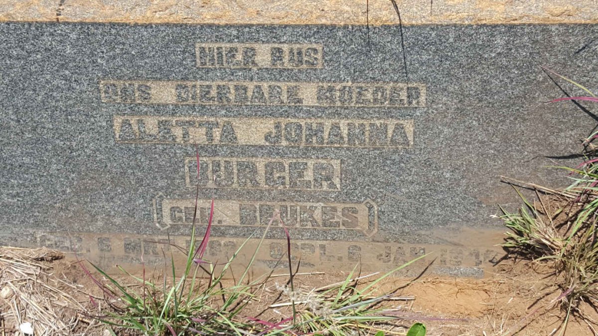 BURGER Aletta Johanna nee BEUKES 1882-1946