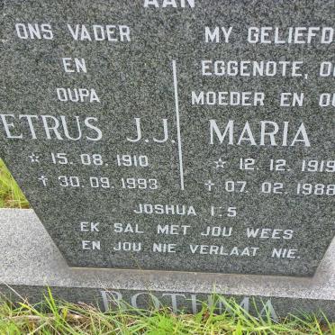 BOTHMA Petrus J.J 1910-1993 &amp; Maria S. 1919-1988