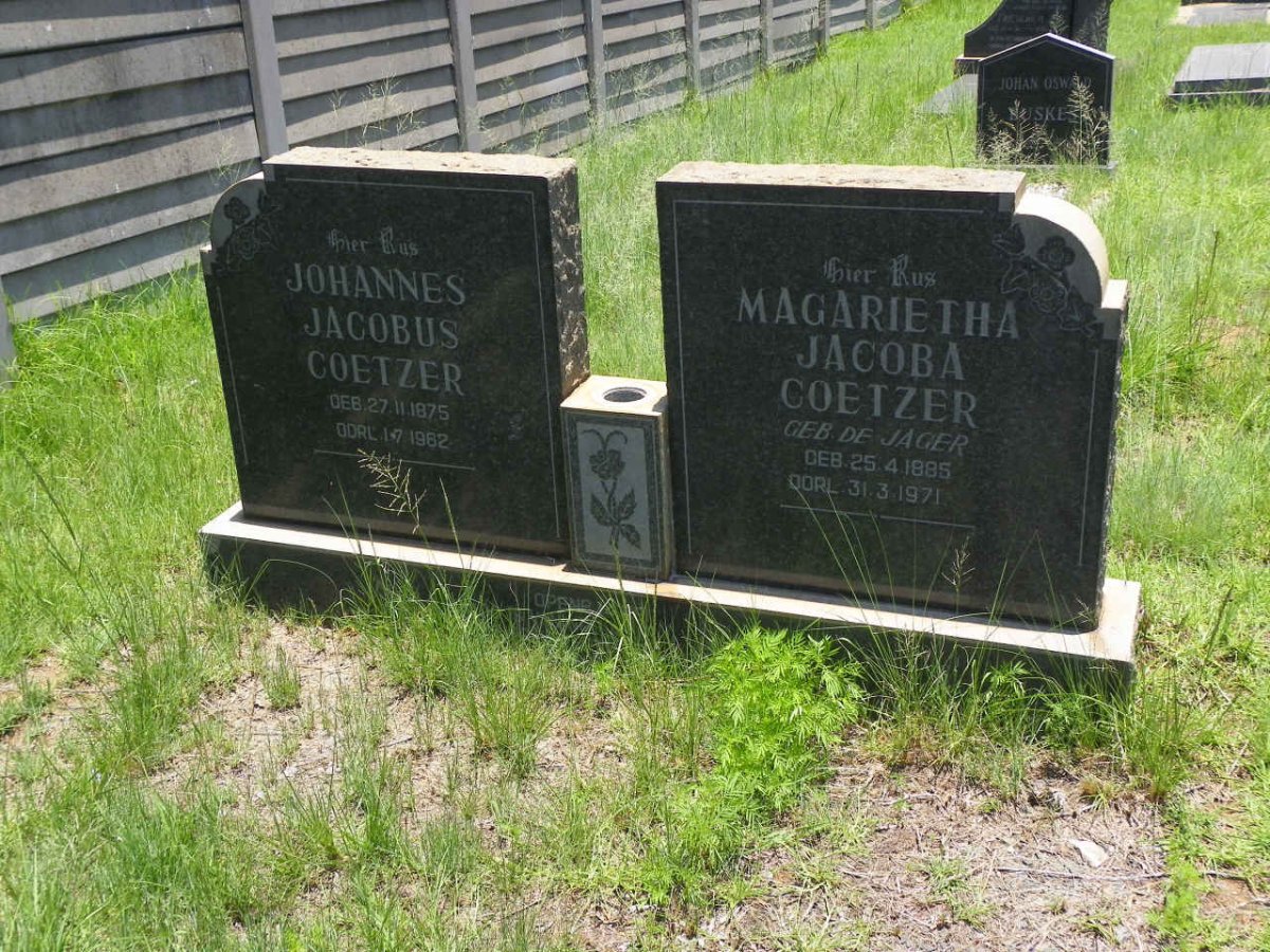 COETZER Johannes Jacobus 1875-1962 &amp; Magarietha Jacoba DE JAGER 1885-1971