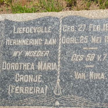 CRONJE Dorothea Maria nee FERREIRA 1860-1949