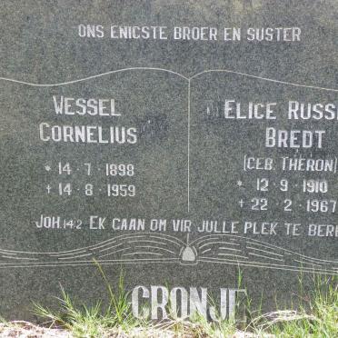 CRONJE Wessel Cornelius 1898-1959 :: CRONJE Elice Russel Bredt nee THERON 1910-1967