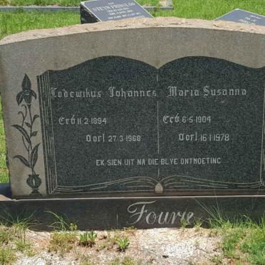 FOURIE Lodewikus Johannes 1894-1968 &amp; Maria Susanna 1904-1978