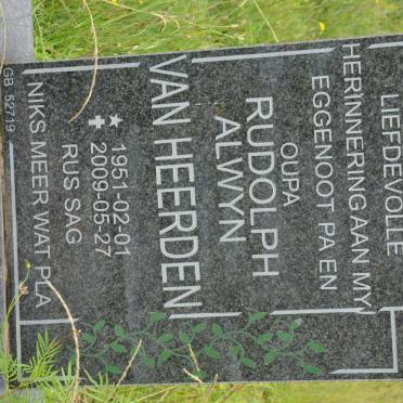 HEERDEN Rudolph Alwyn, van 1951-2009