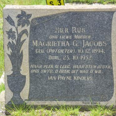 JACOBS Magrietha G. nee POTGIETER 1894-1952